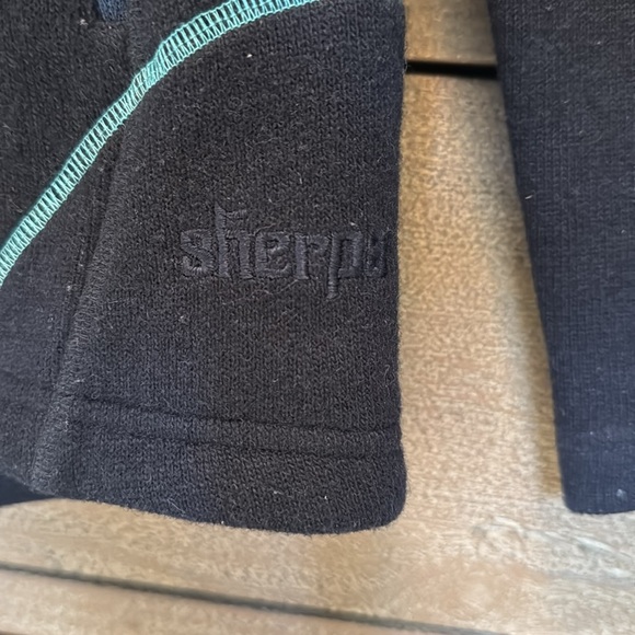 Sherpa Navy Wool Blend Jacket Womens XS winter zip up embroidered activewear - Picture 5 of 13